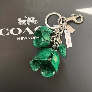 COACH Glitter Resin Tea Rose Bag Charm Key FOB